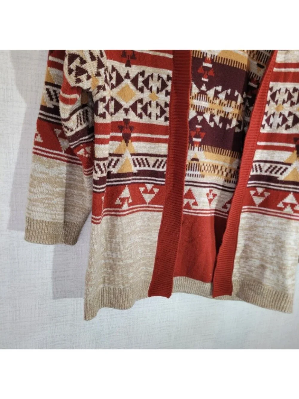 Wrangler Retro Cardigan Womens M Red Open Sweater Knit Western Aztec Southwest - Picture 7 of 8
